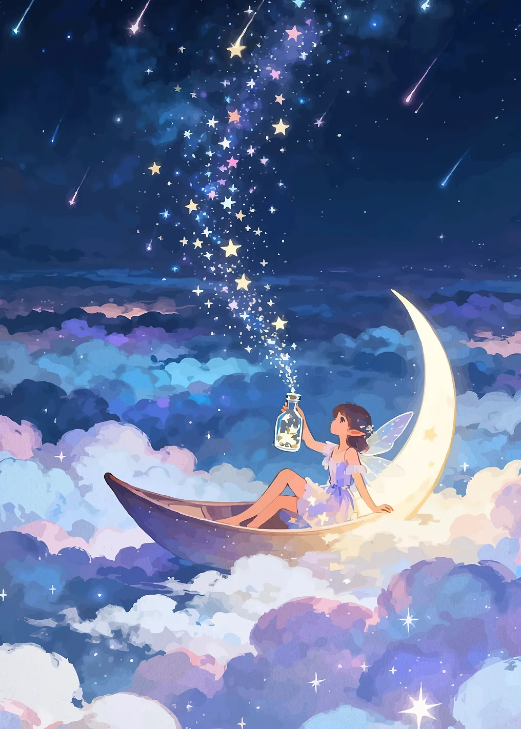 Fairy on the Moon Stars