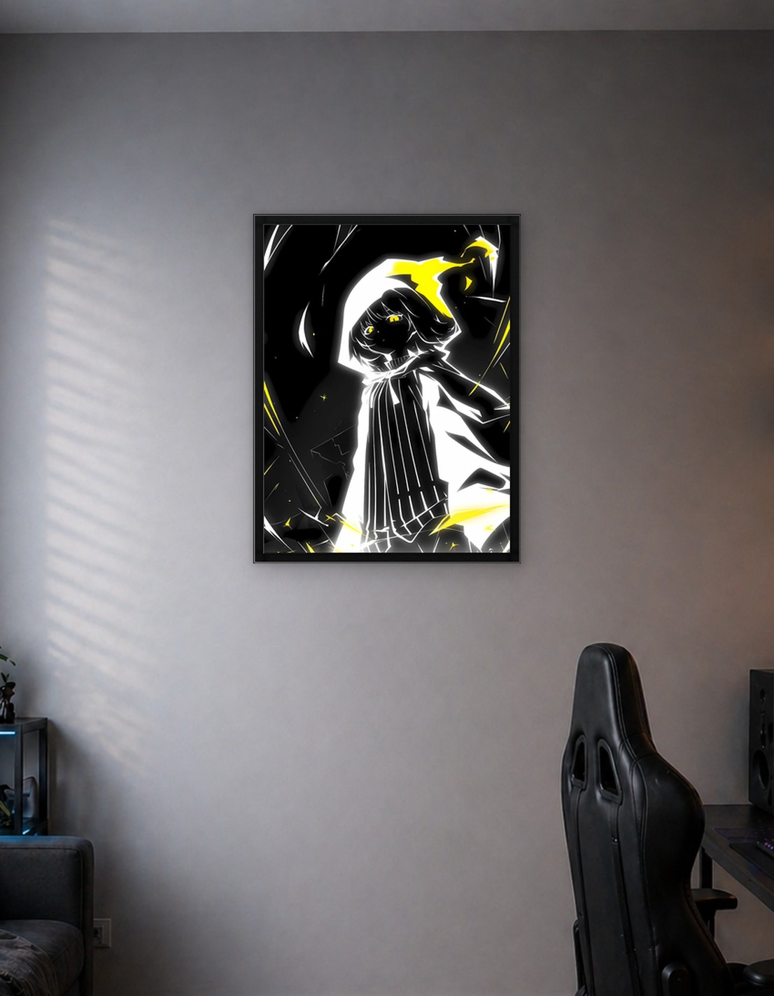 Hooded Figure in Black and White