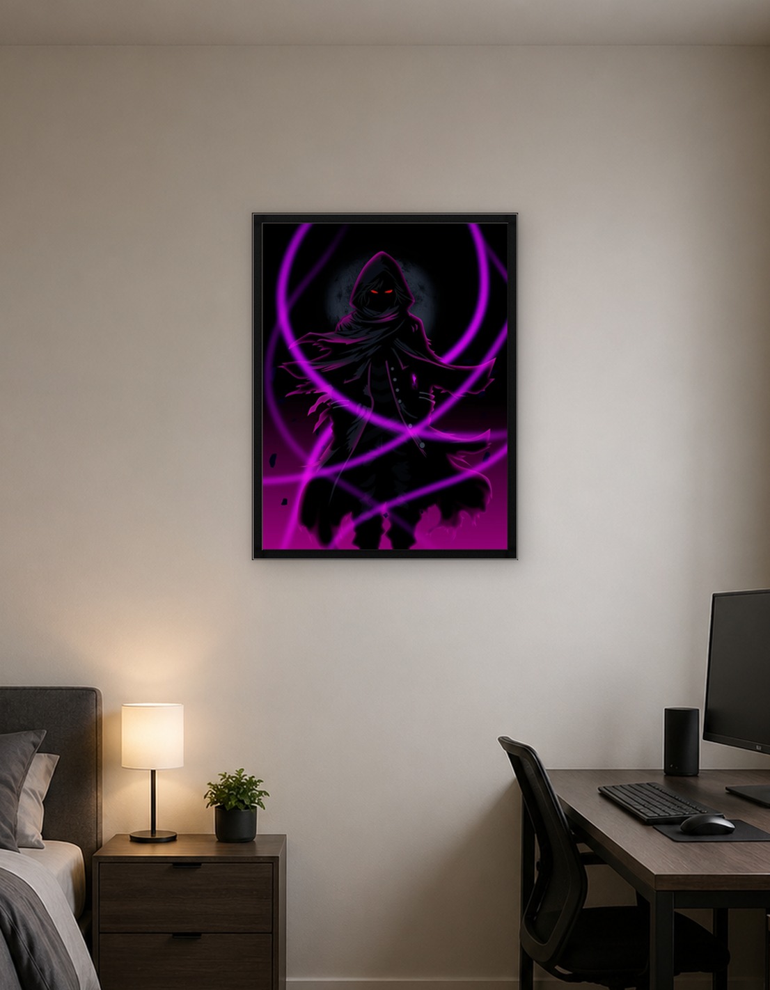 Hooded Figure with Glowing Eyes