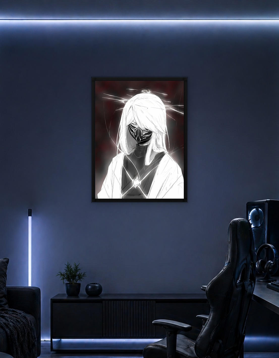 Masked Figure with Glowing Energy