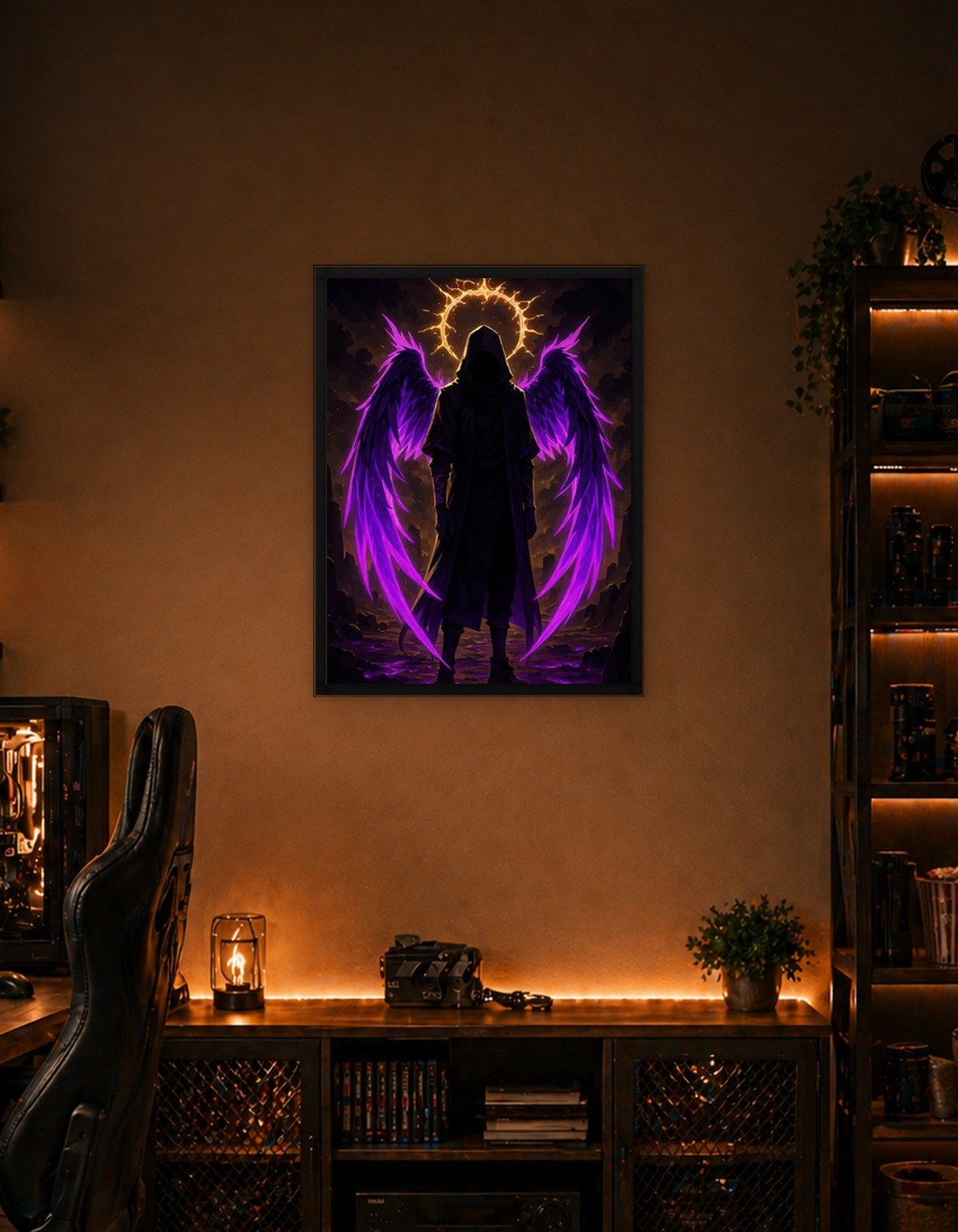 Hooded Figure Wings Halo