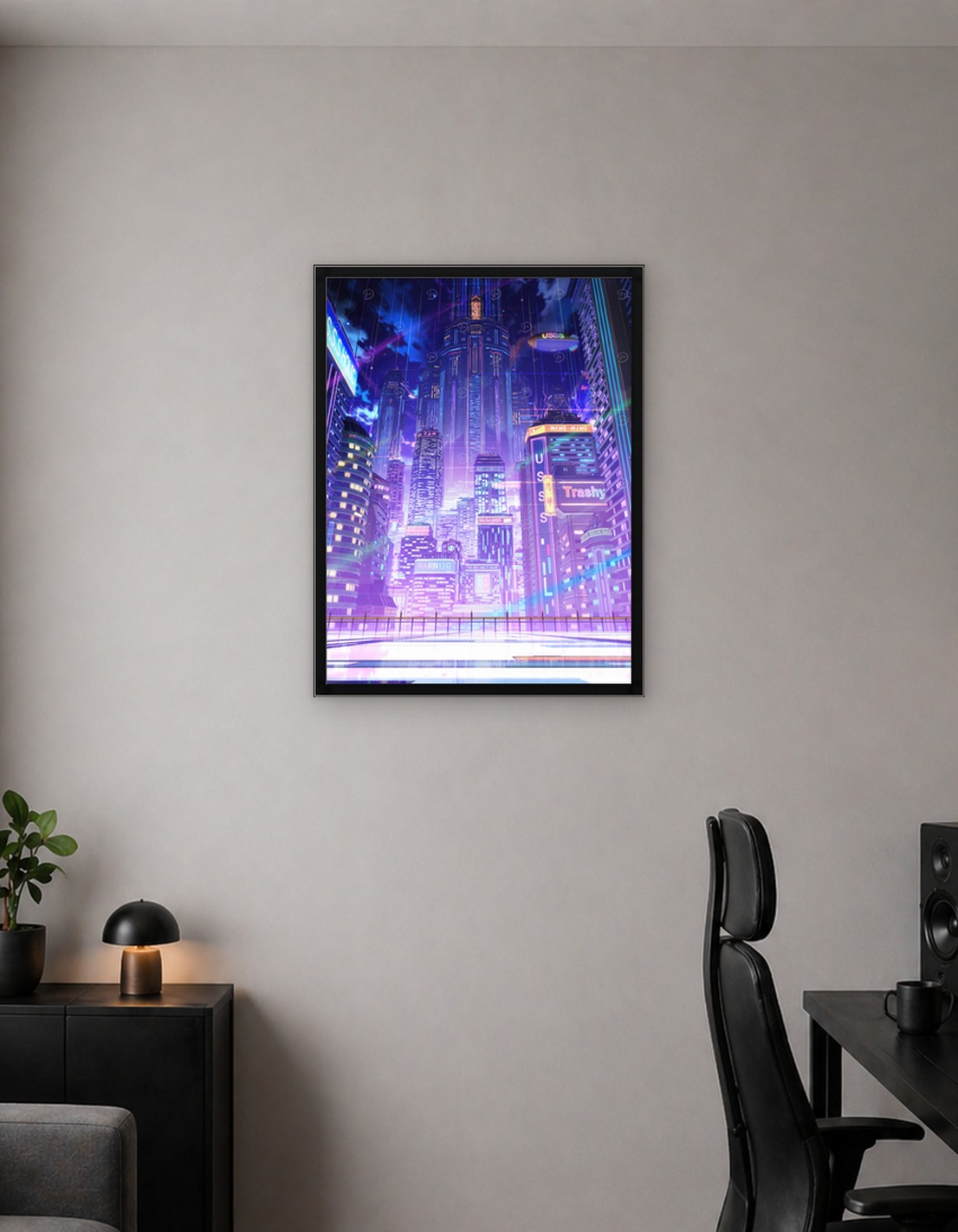 Futuristic Neon Cityscape at Night