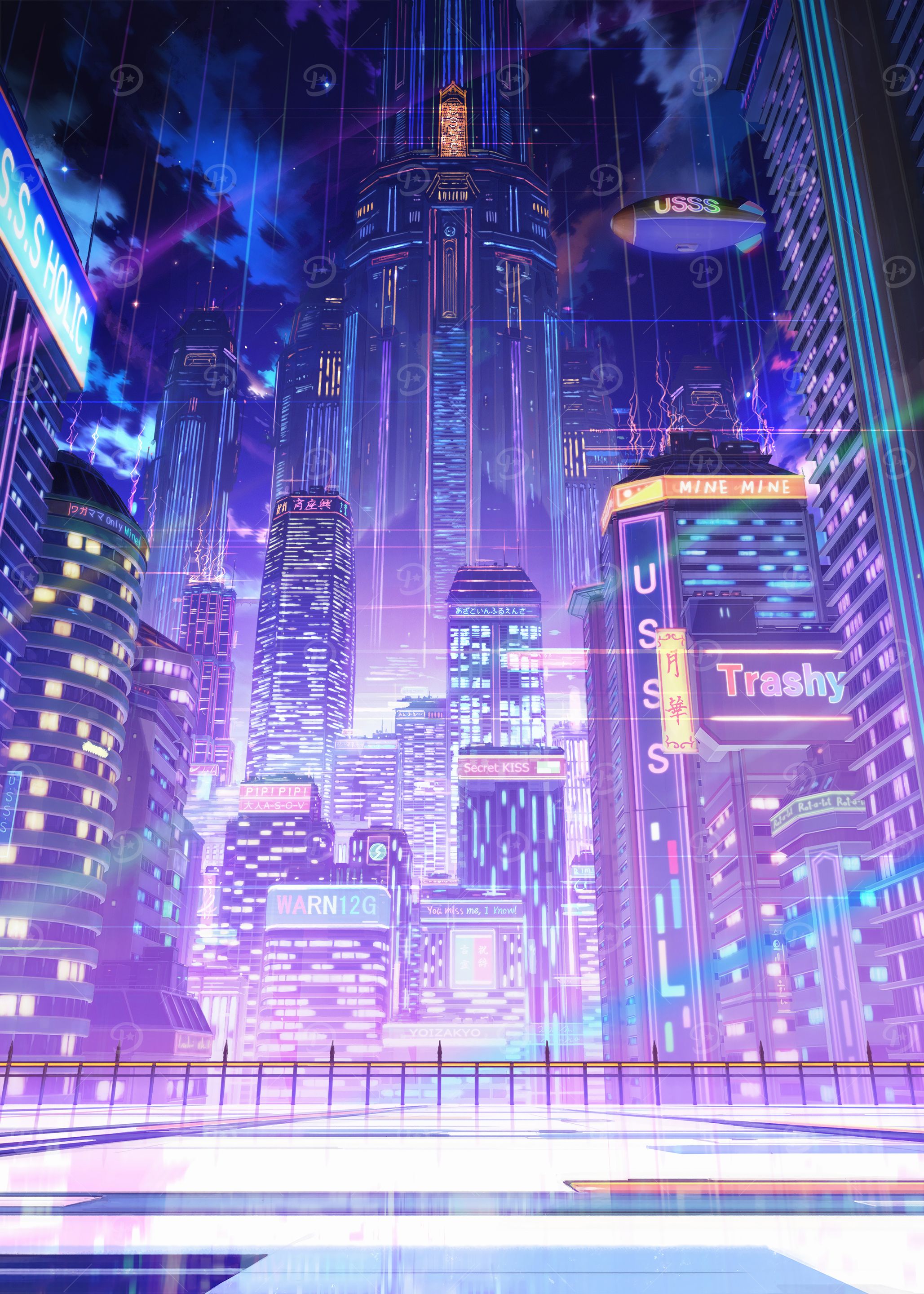 Futuristic Neon Cityscape at Night