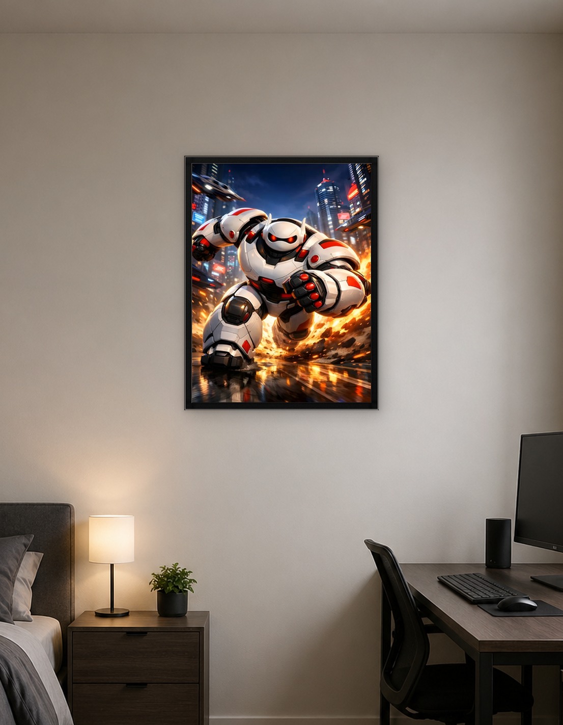 Futuristic Robot in Cityscape