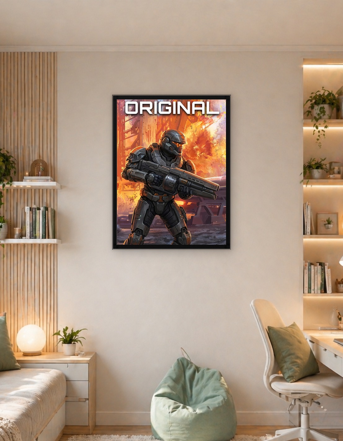 Futuristic Soldier with Weapon in Action