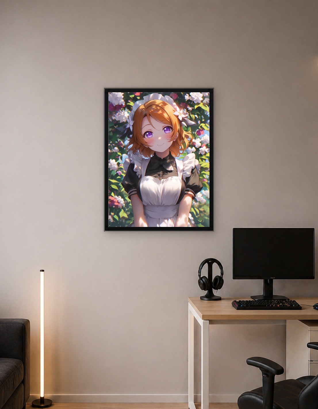 Hanayo Koizumi Anime Girl Maid Outfit with Flowers