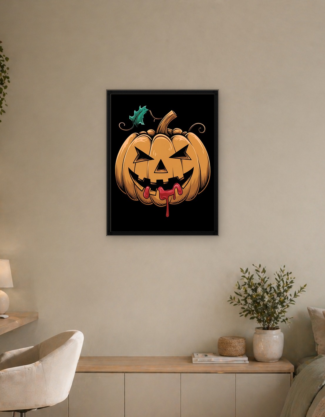 Halloween Pumpkin with Dripping Red Liquid