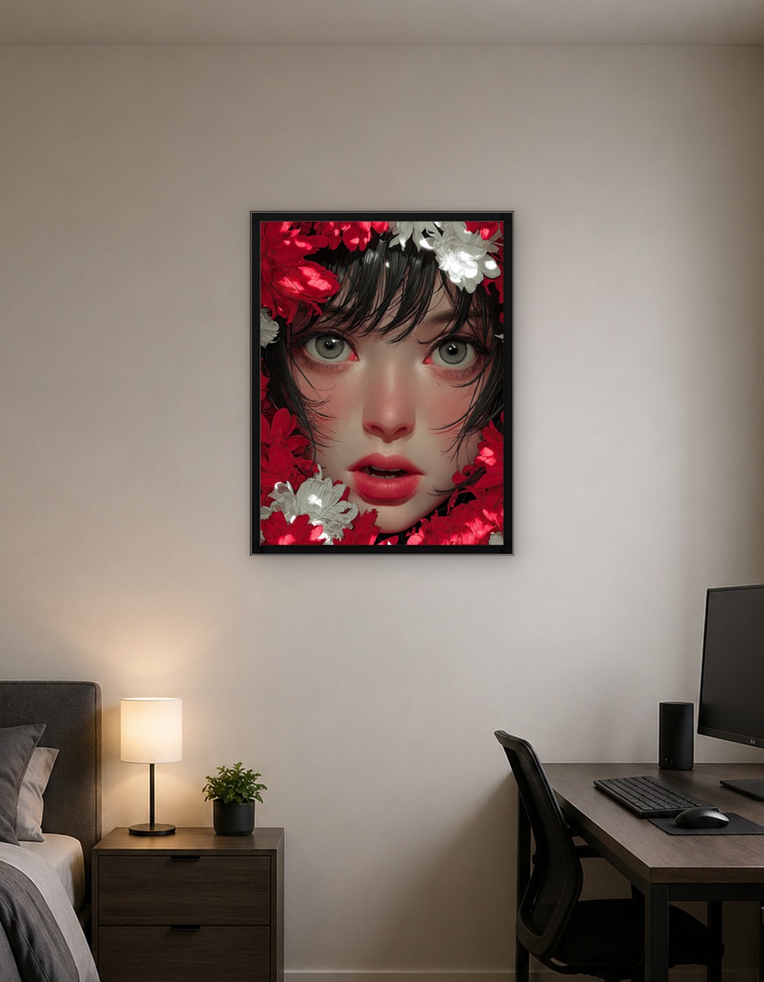 Floral Portrait: Woman Surrounded by Flowers