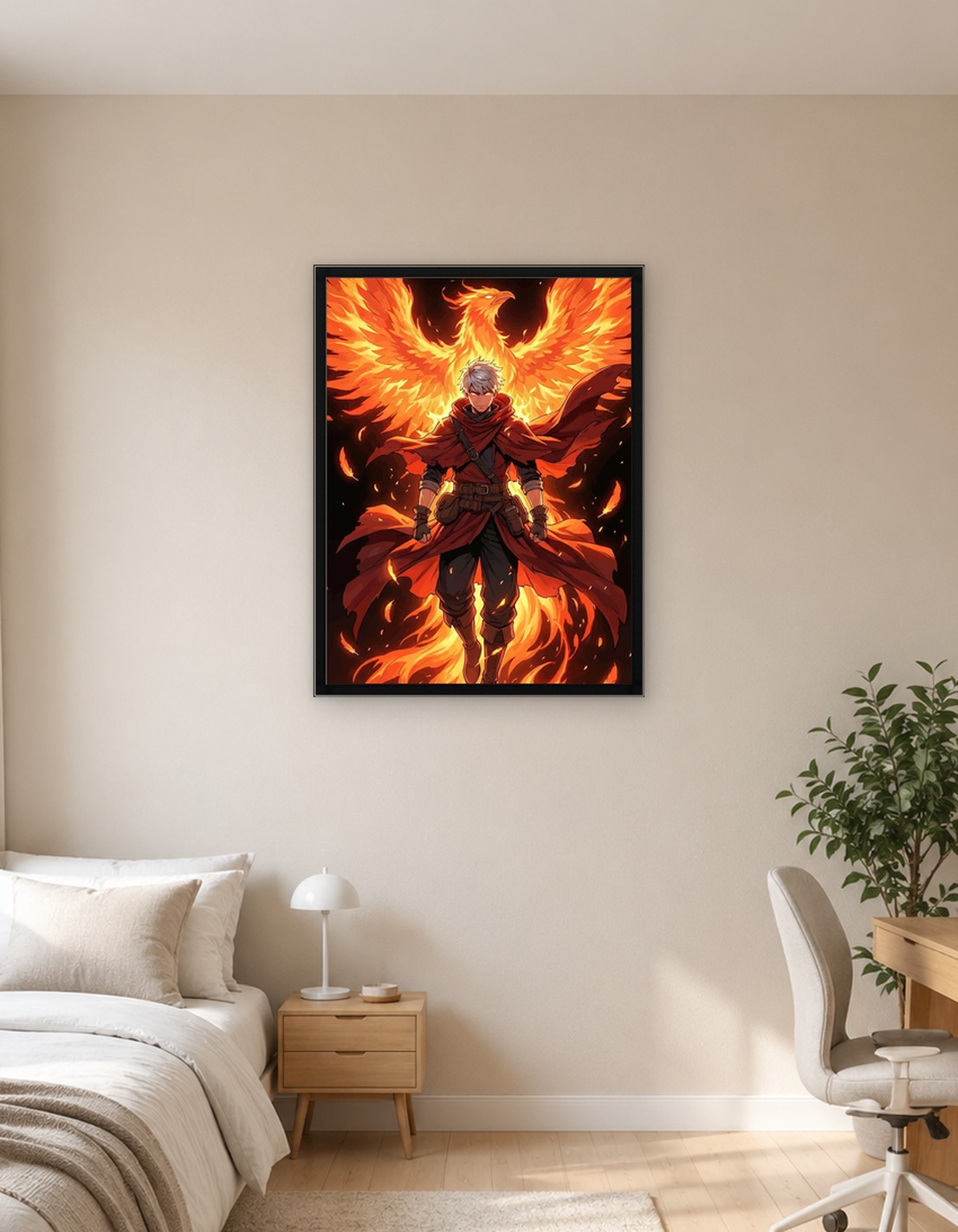 Man with Phoenix and Fire