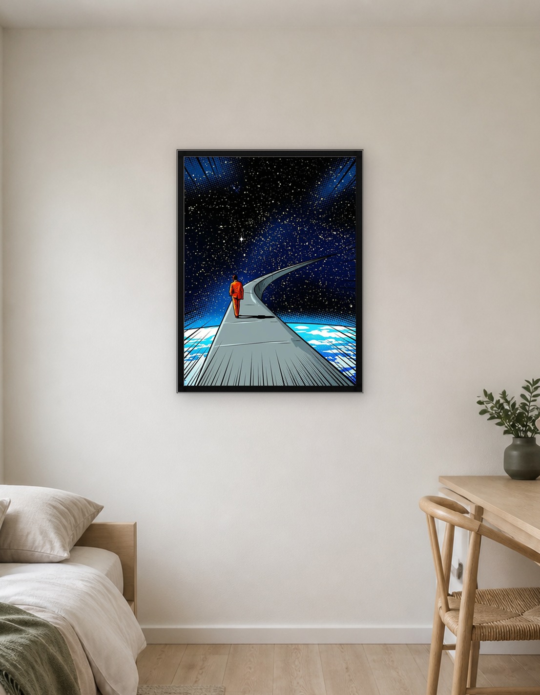 Man Walking on a Path Through Space