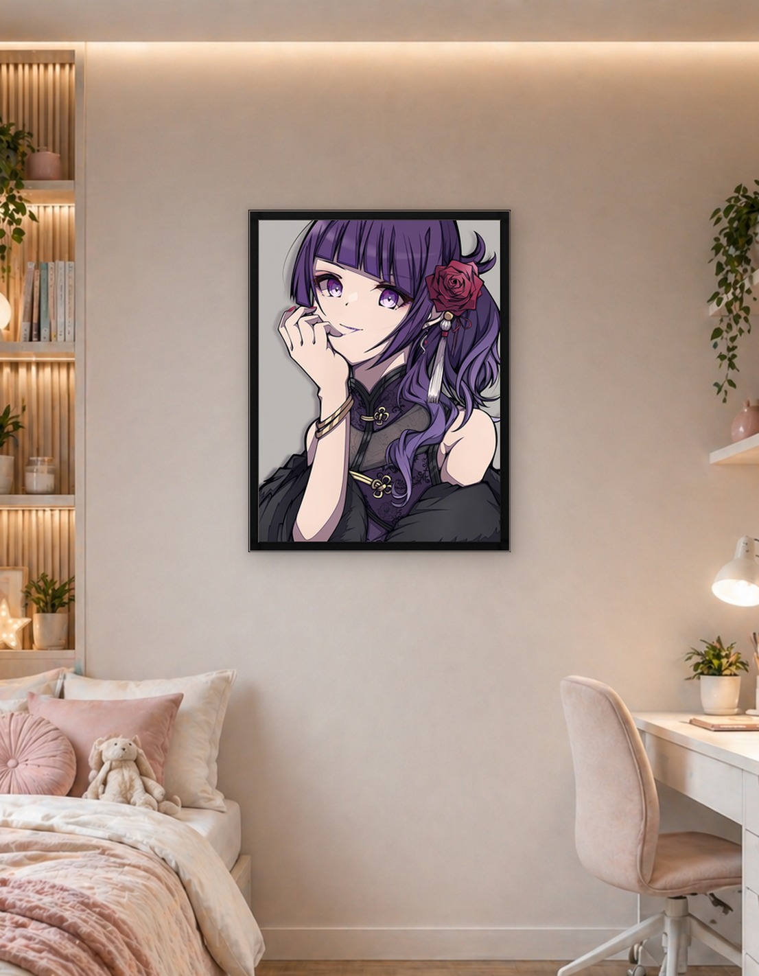 Elegant Anime Girl with Rose