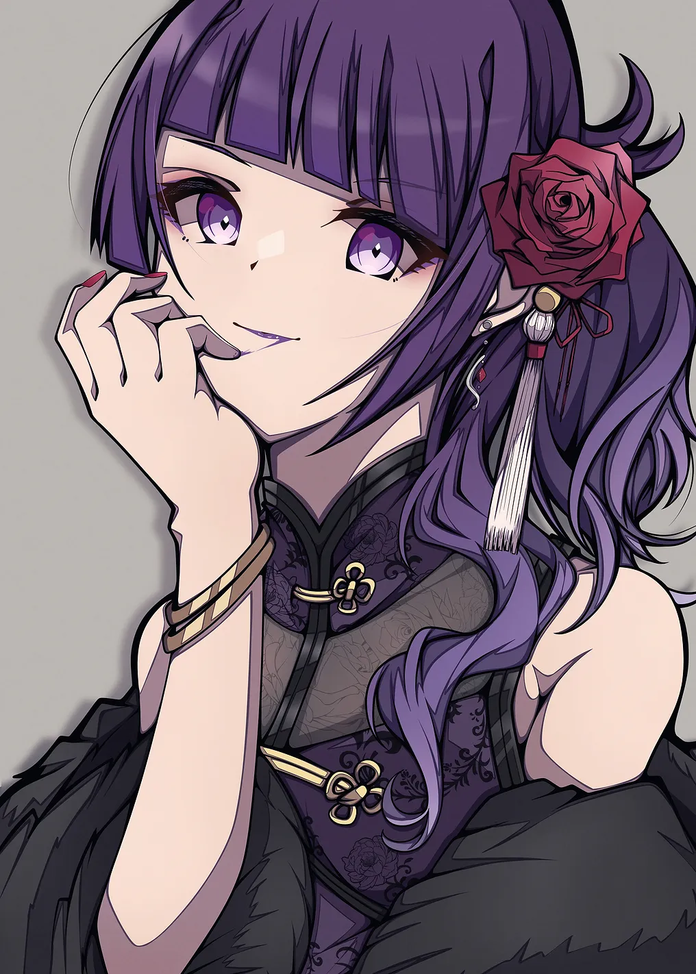 Elegant Anime Girl with Rose