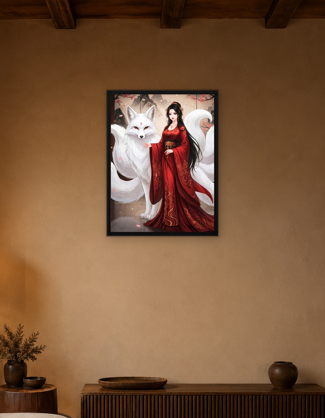 Elegant Woman with Nine-Tailed Fox