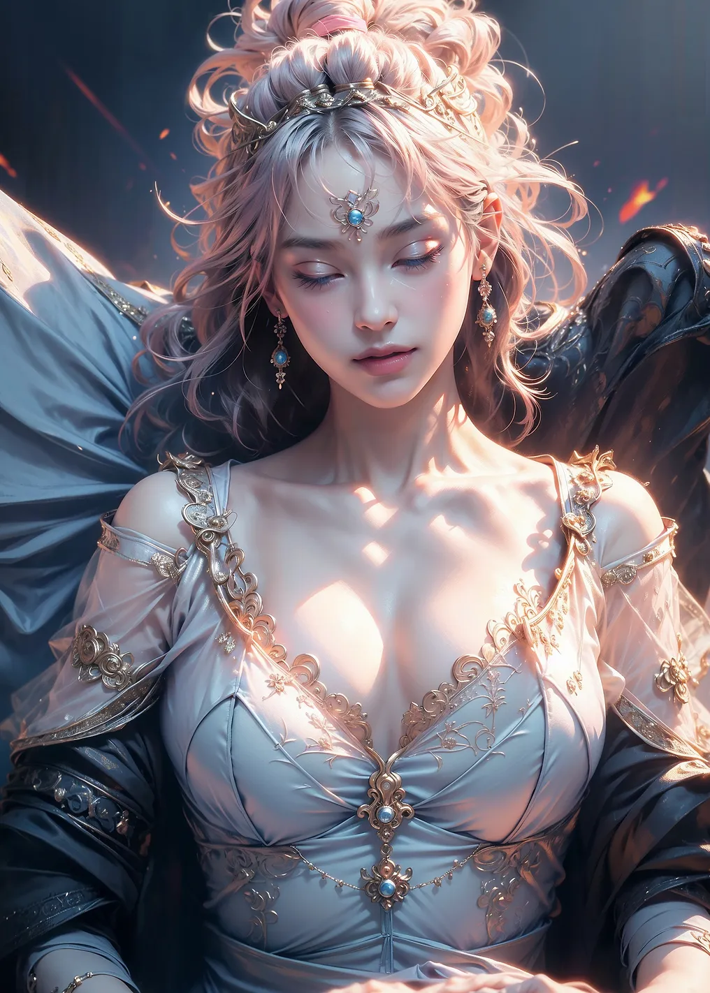 Elegant Woman with Crown and Gown