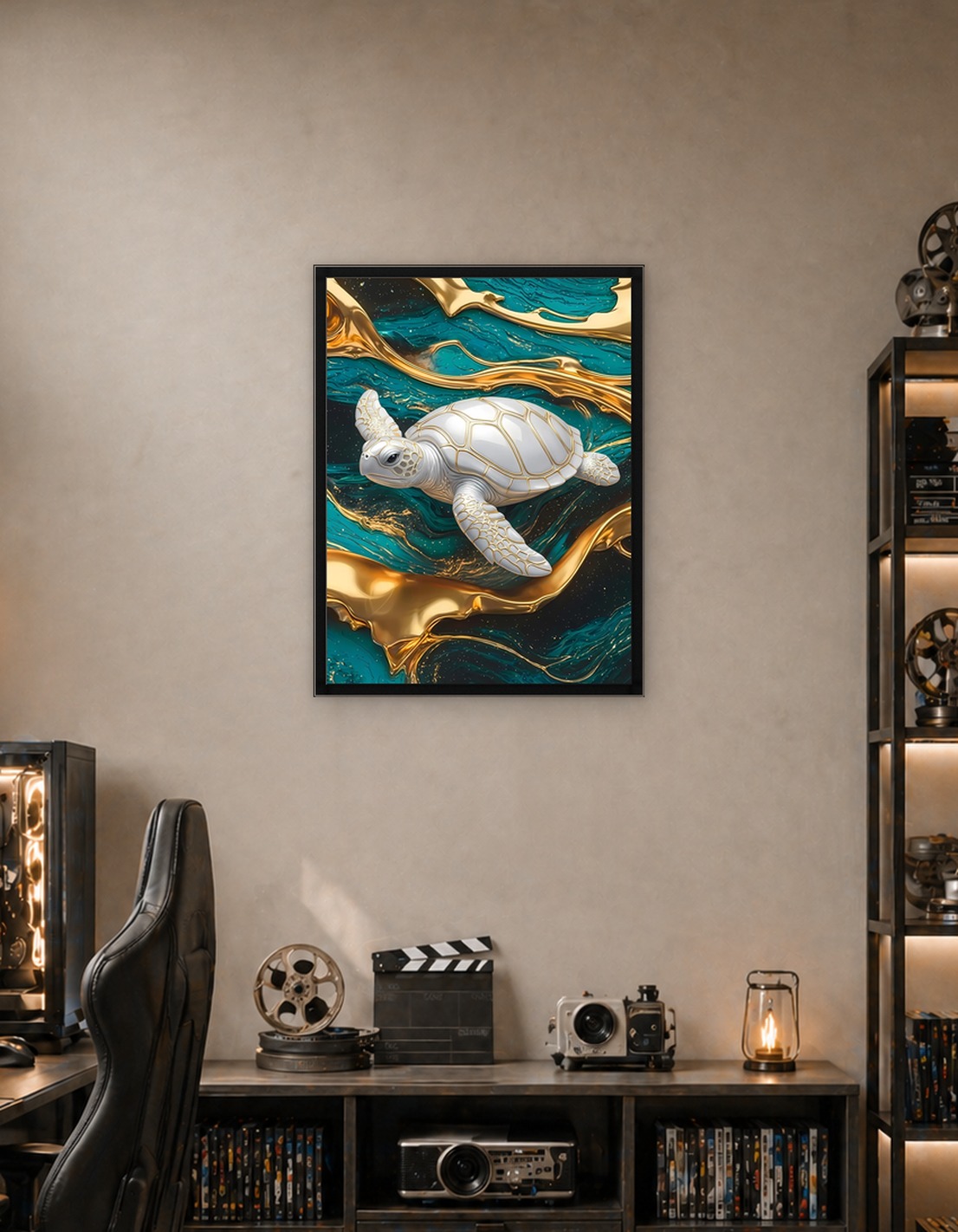 Elegant Turtle with Golden Accents