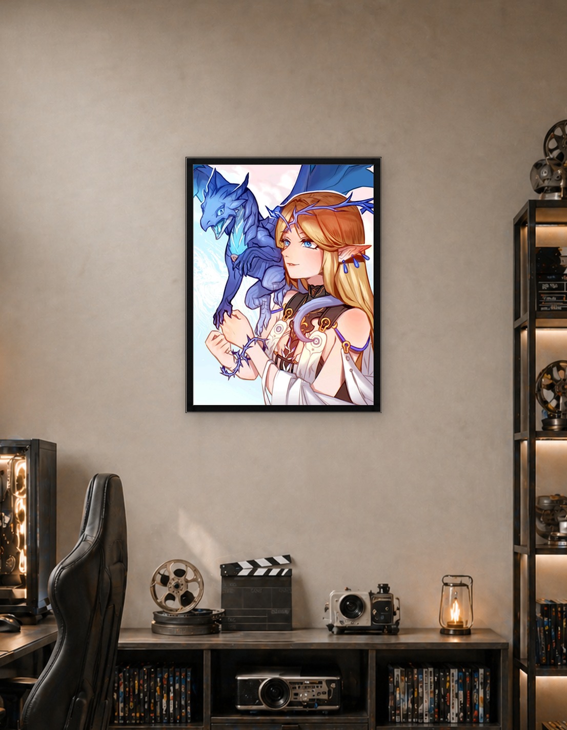 Elf with Blue Dragon Companion