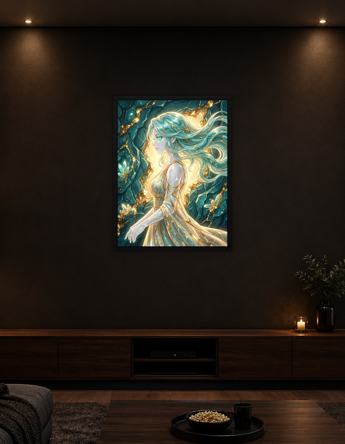 Ethereal Woman in Crystal Cave