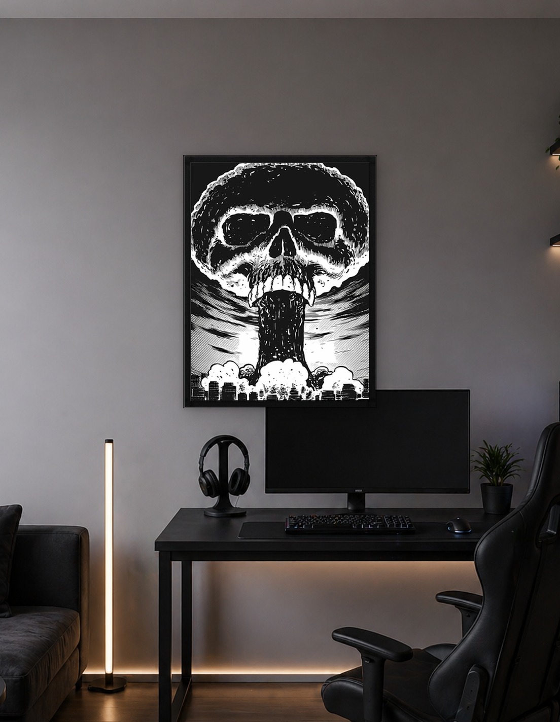 Nuclear Explosion Skull Over City