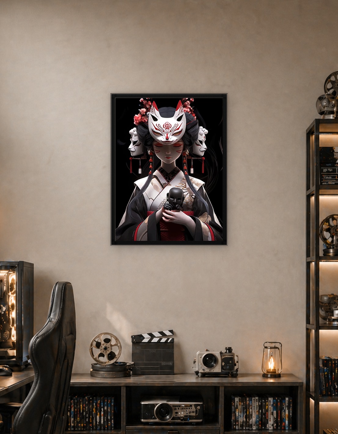 Japanese Woman with Fox Mask