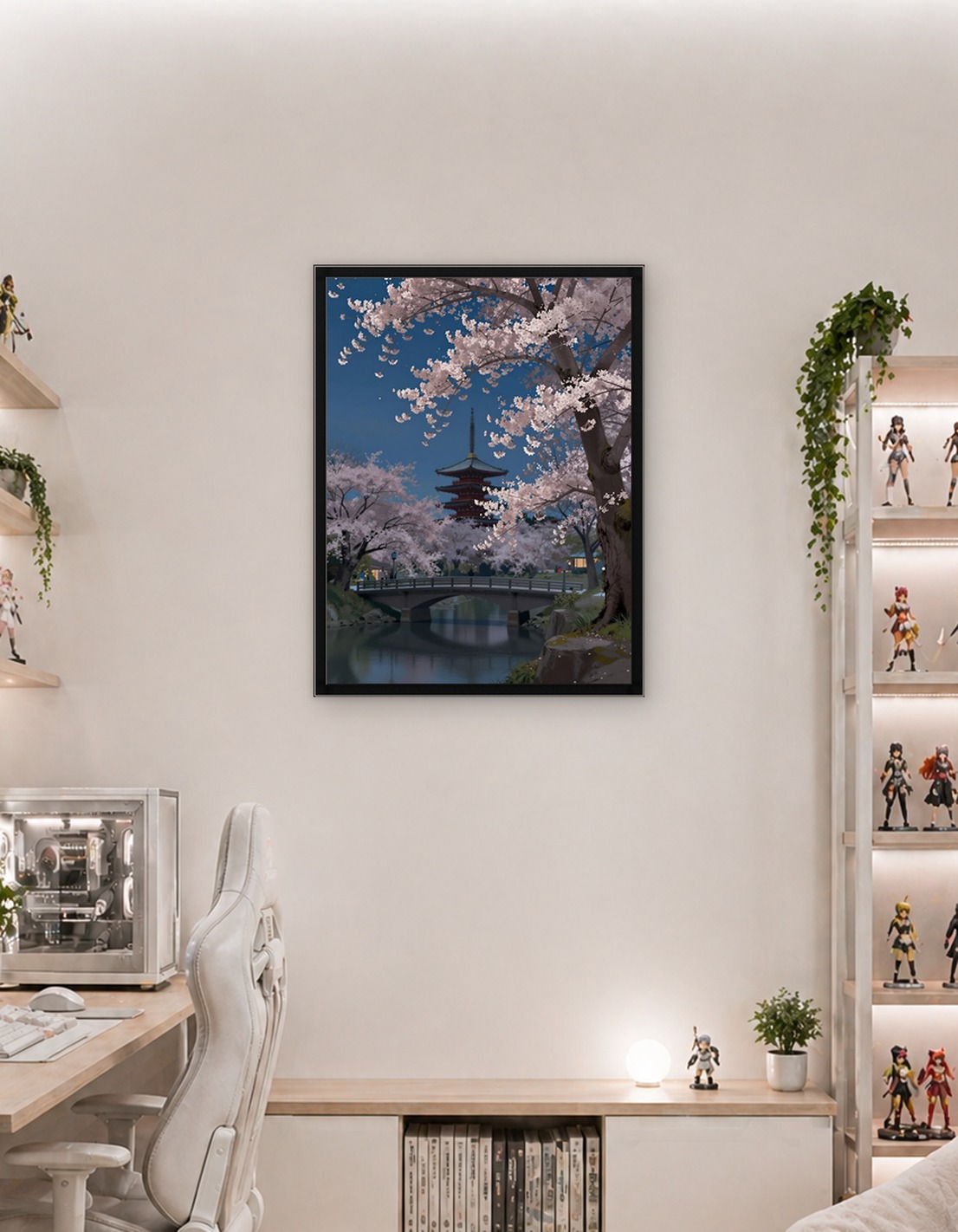 Japanese Pagoda and Cherry Blossoms