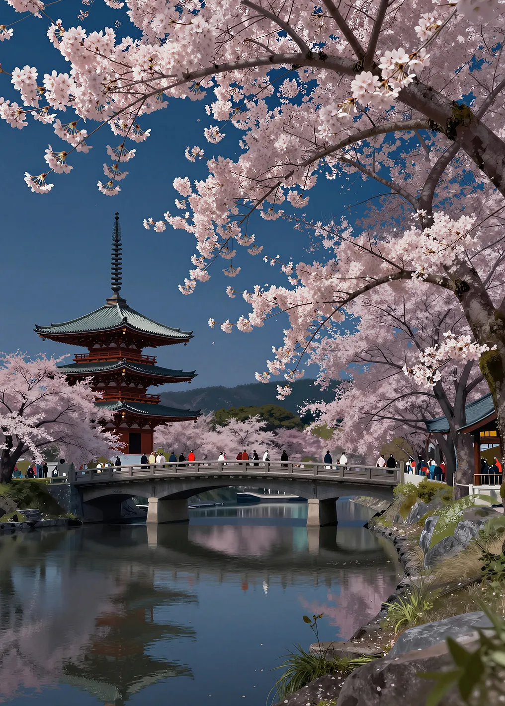 Japanese Pagoda with Cherry Blossoms - 9394608