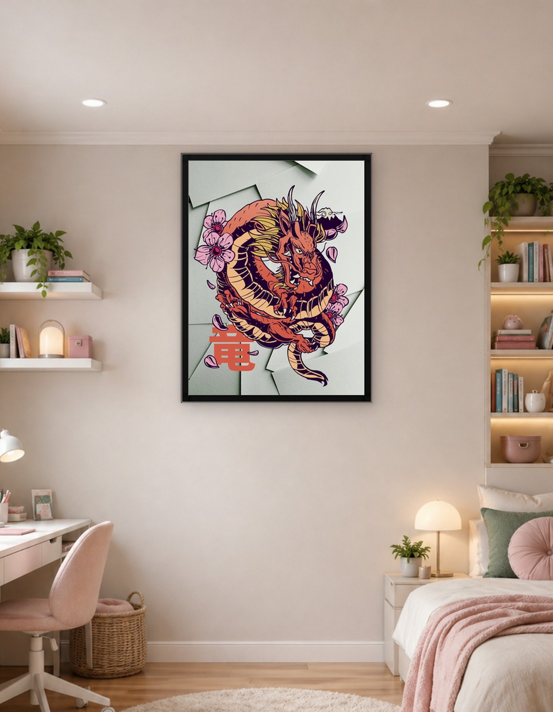 Japanese Dragon with Cherry Blossoms
