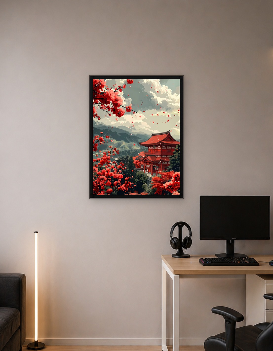Japanese Temple with Cherry Blossoms - 9453757