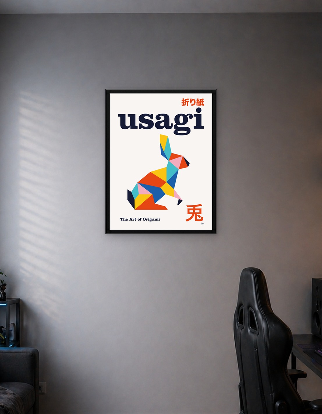 No19 Usagi Origami Geometric Poster