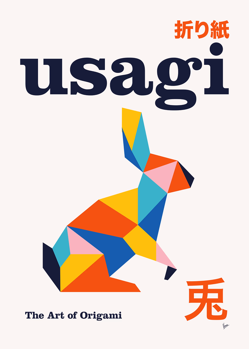 No19 Usagi Origami Geometric Poster