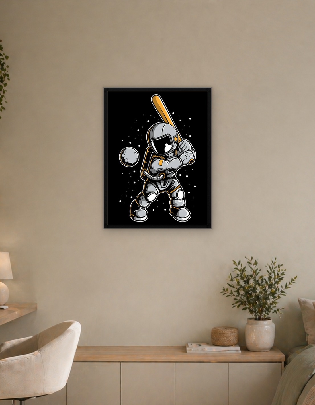 ASTRONAUT PLAYING BASEBALL