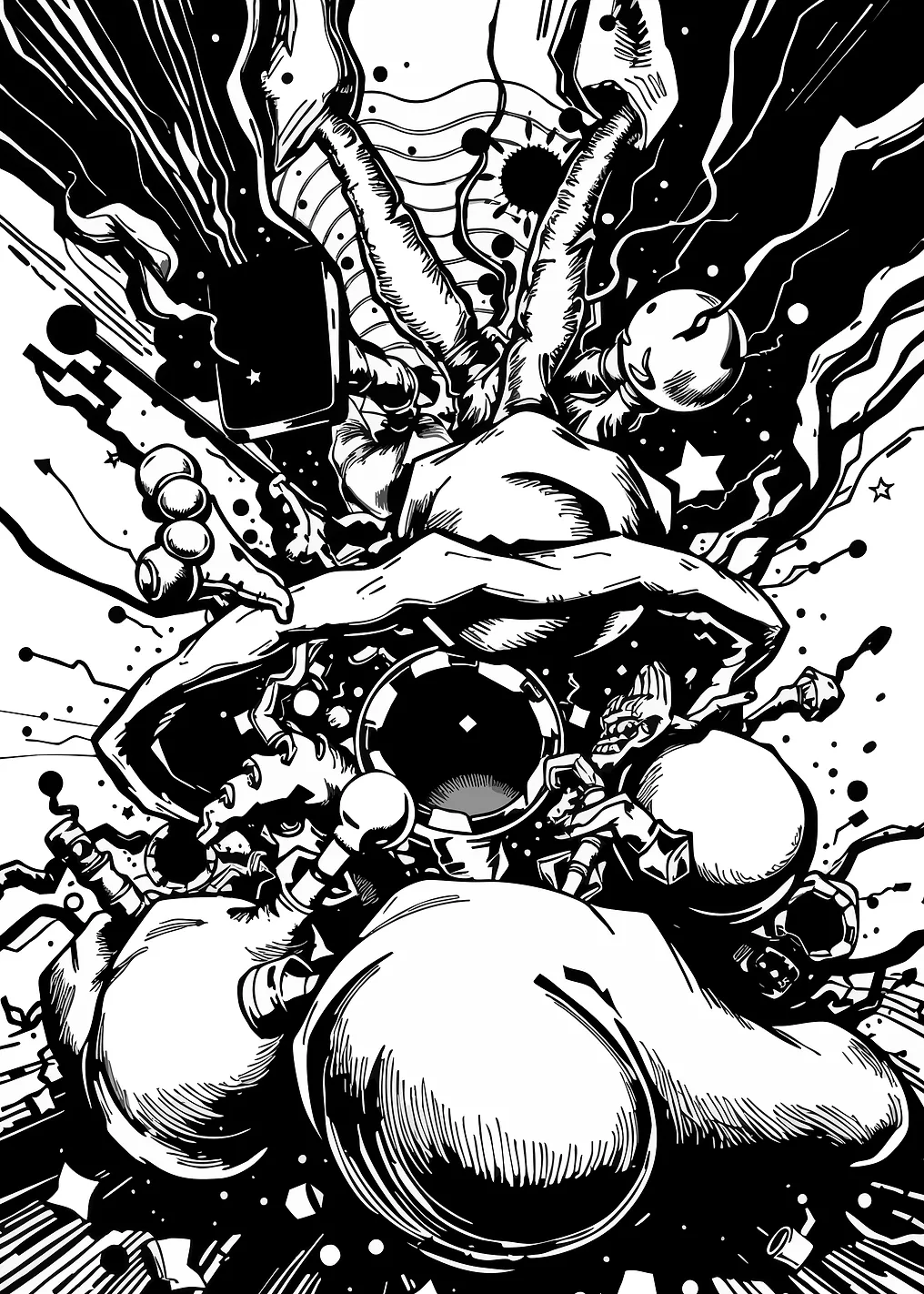 Abstract Black and White Creature Illustration