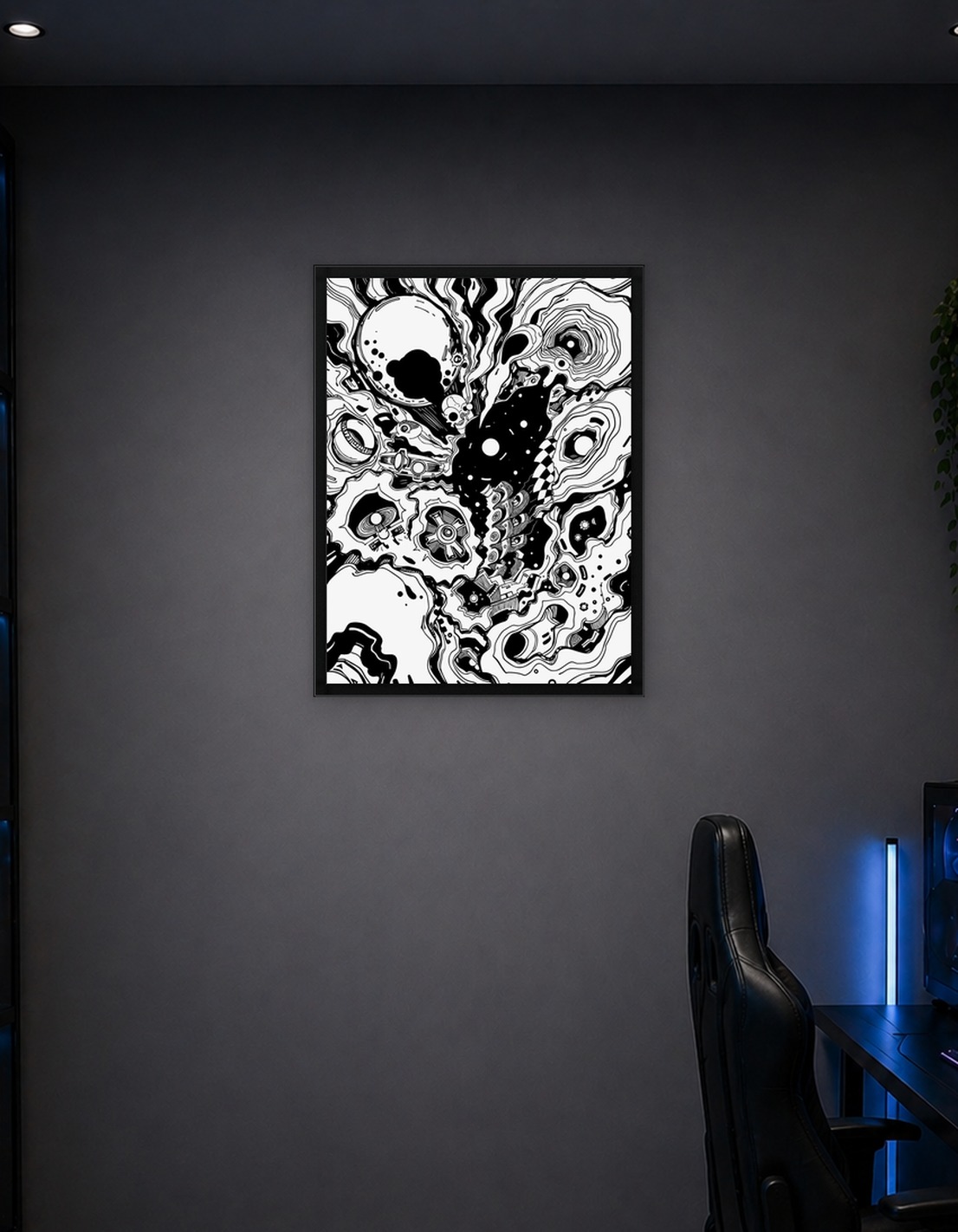 Abstract Black and White Doodle Art