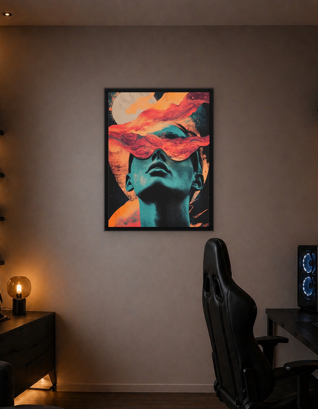 Abstract Portrait with Swirling Colors