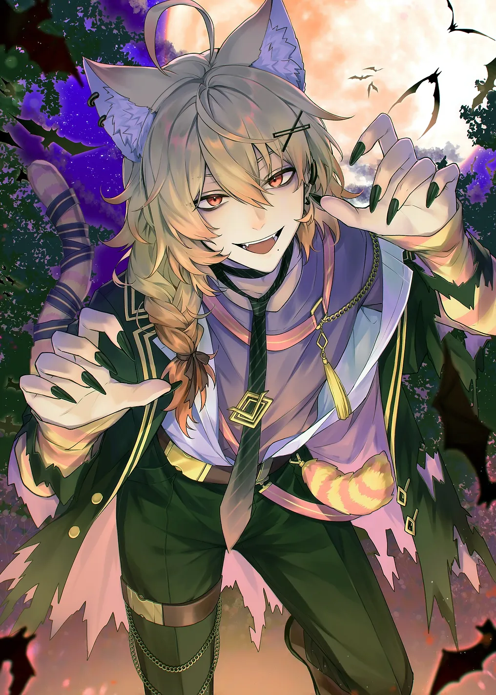 Anime Catboy Halloween Illustration