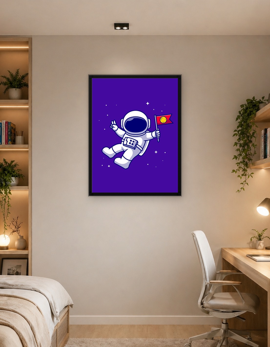 Astronaut holding flag