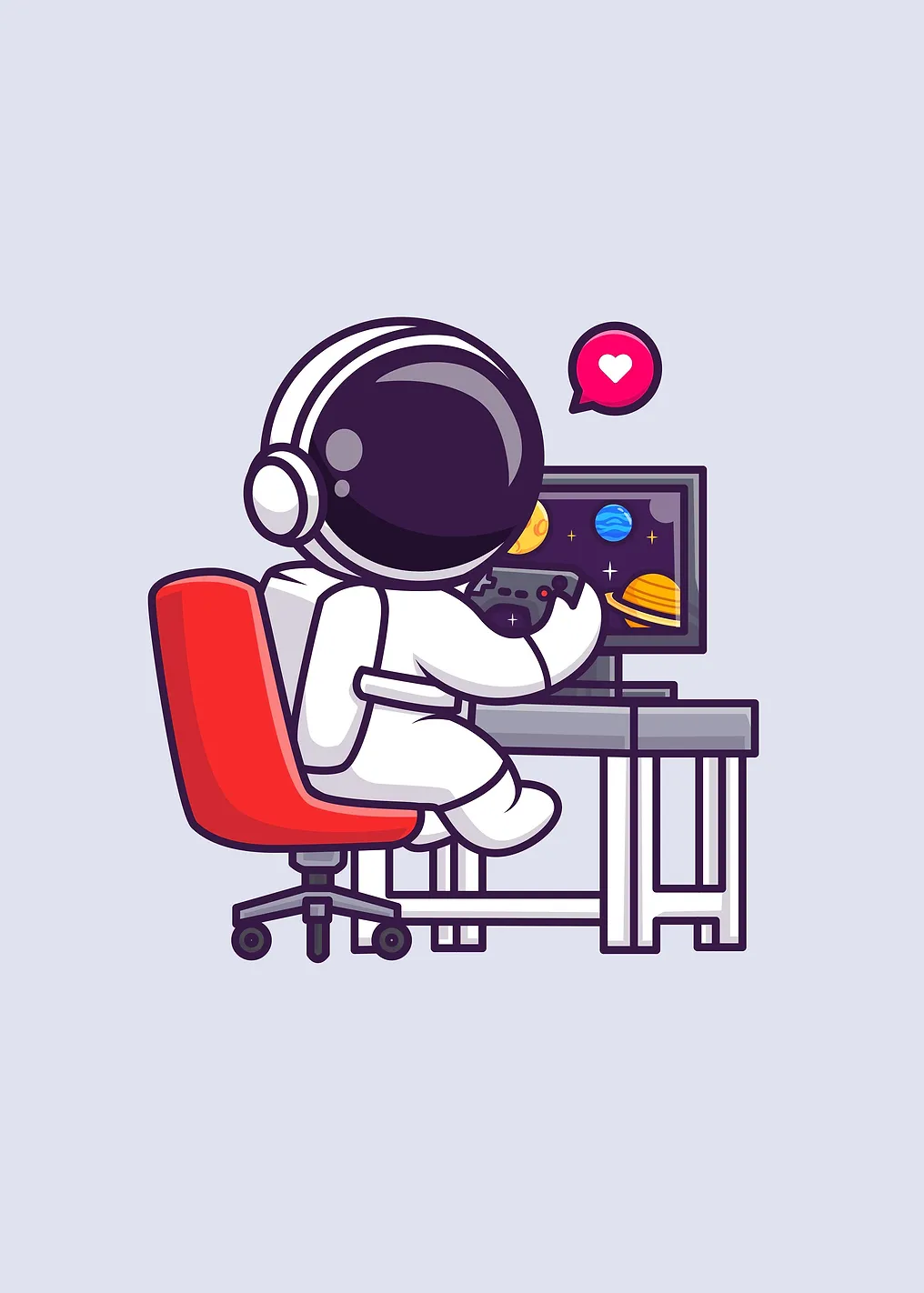 Astronaut playing game