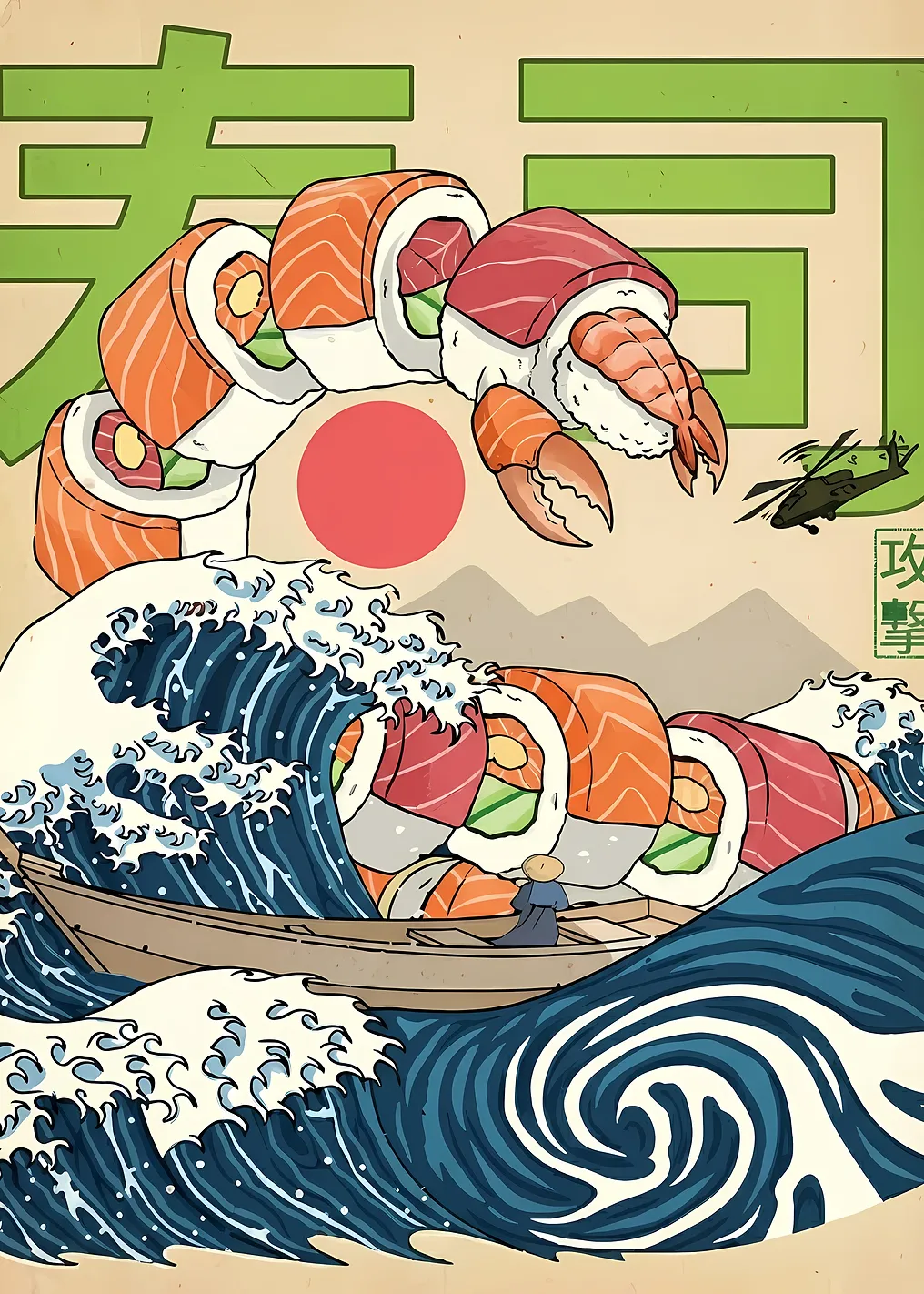 Sushi Monster Attack on Japanese Wave