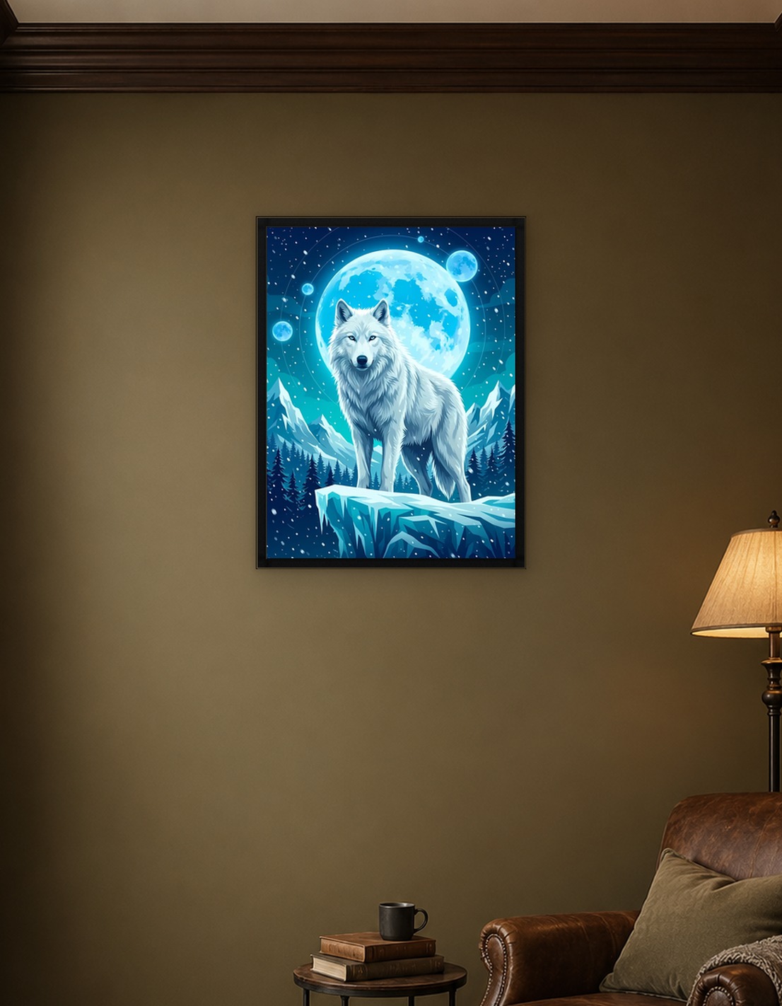White Wolf Under the Moonlight