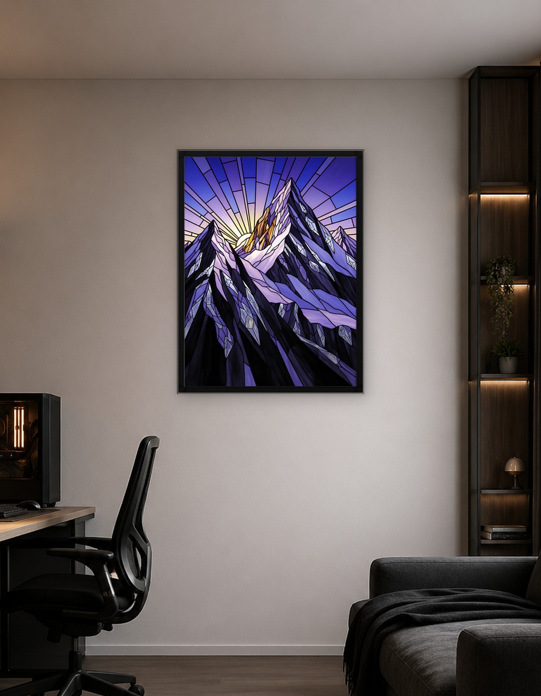 Stained Glass Mountain Sunrise