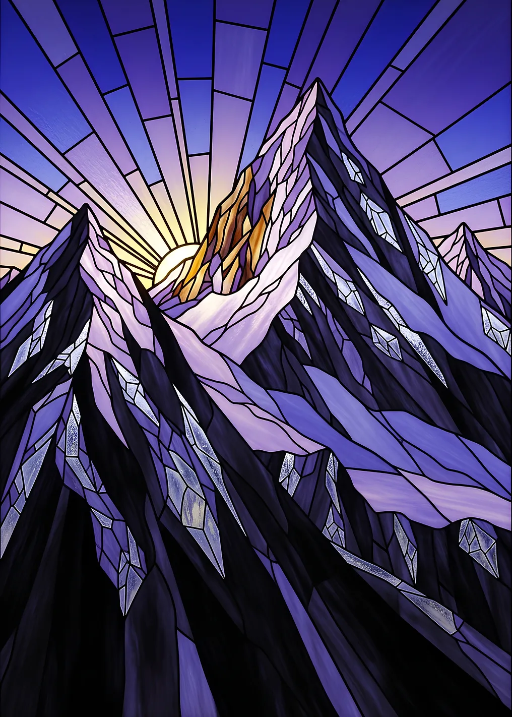 Stained Glass Mountain Sunrise