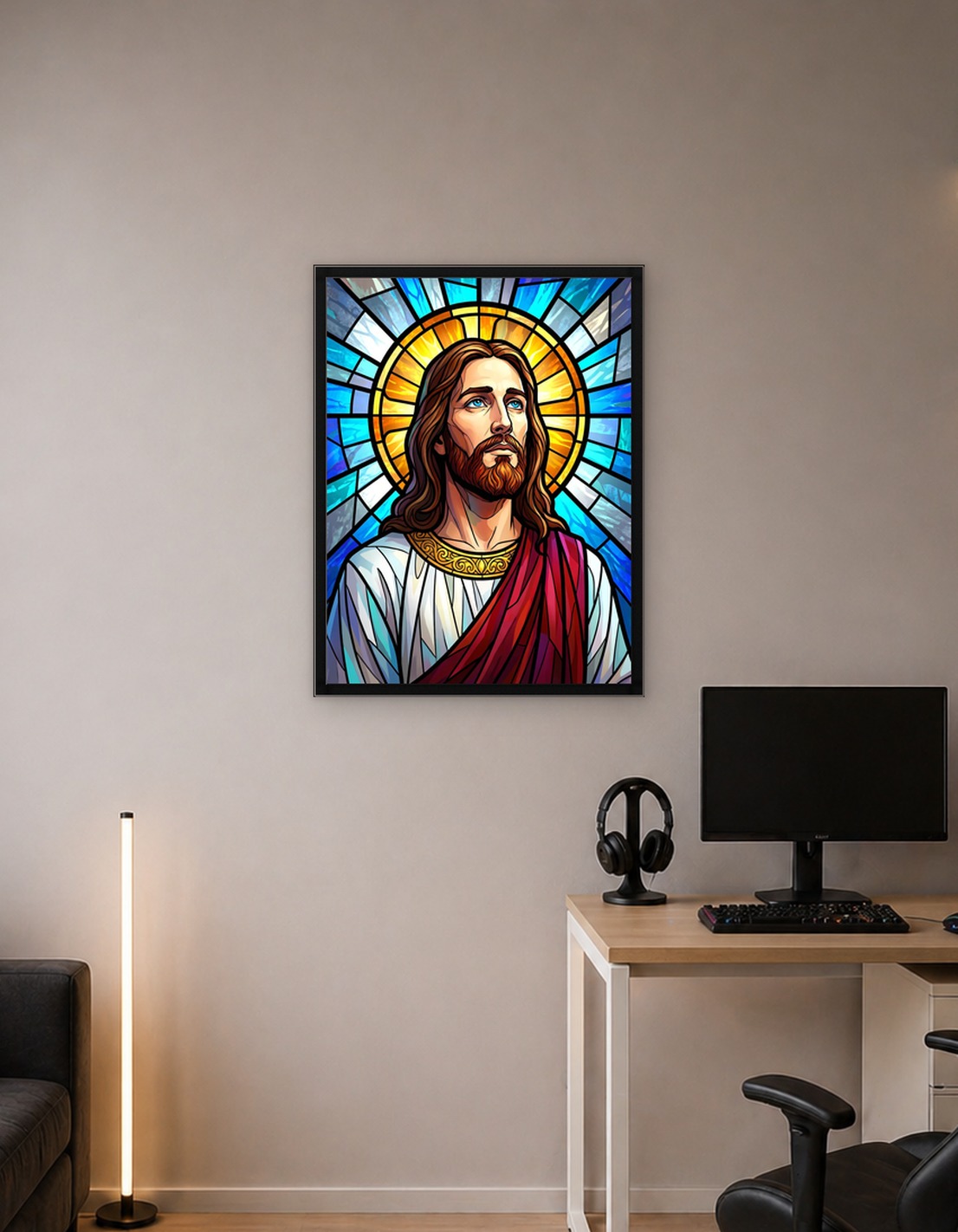 Stained Glass Jesus Christ Portrait