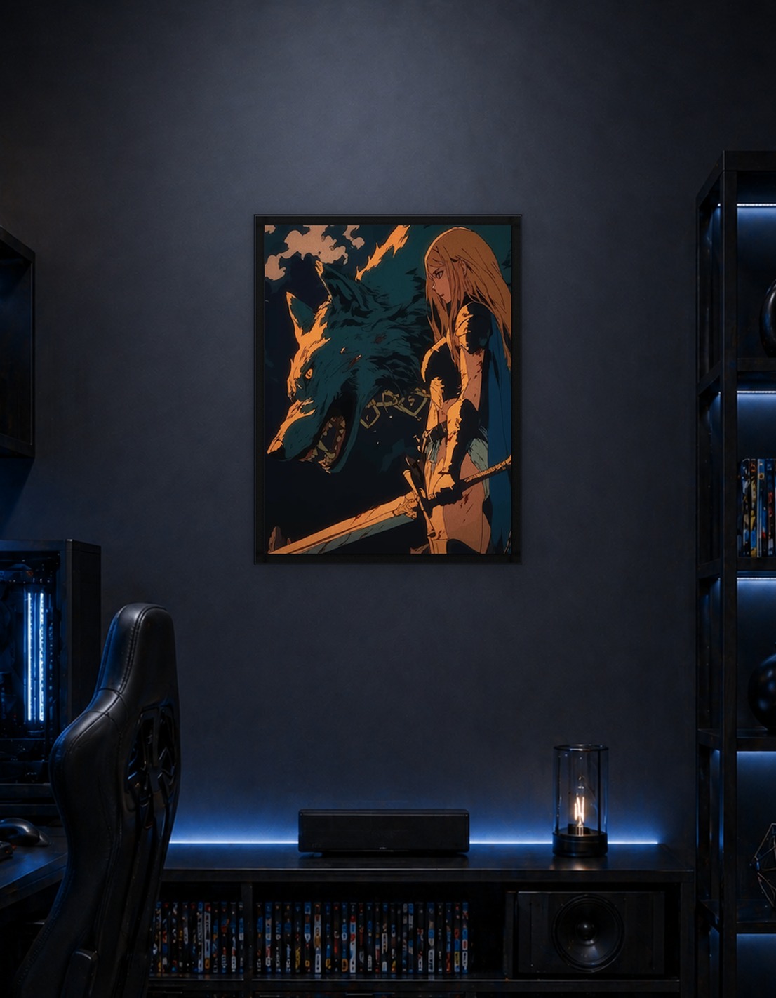 Warrior and Wolf Anime Style