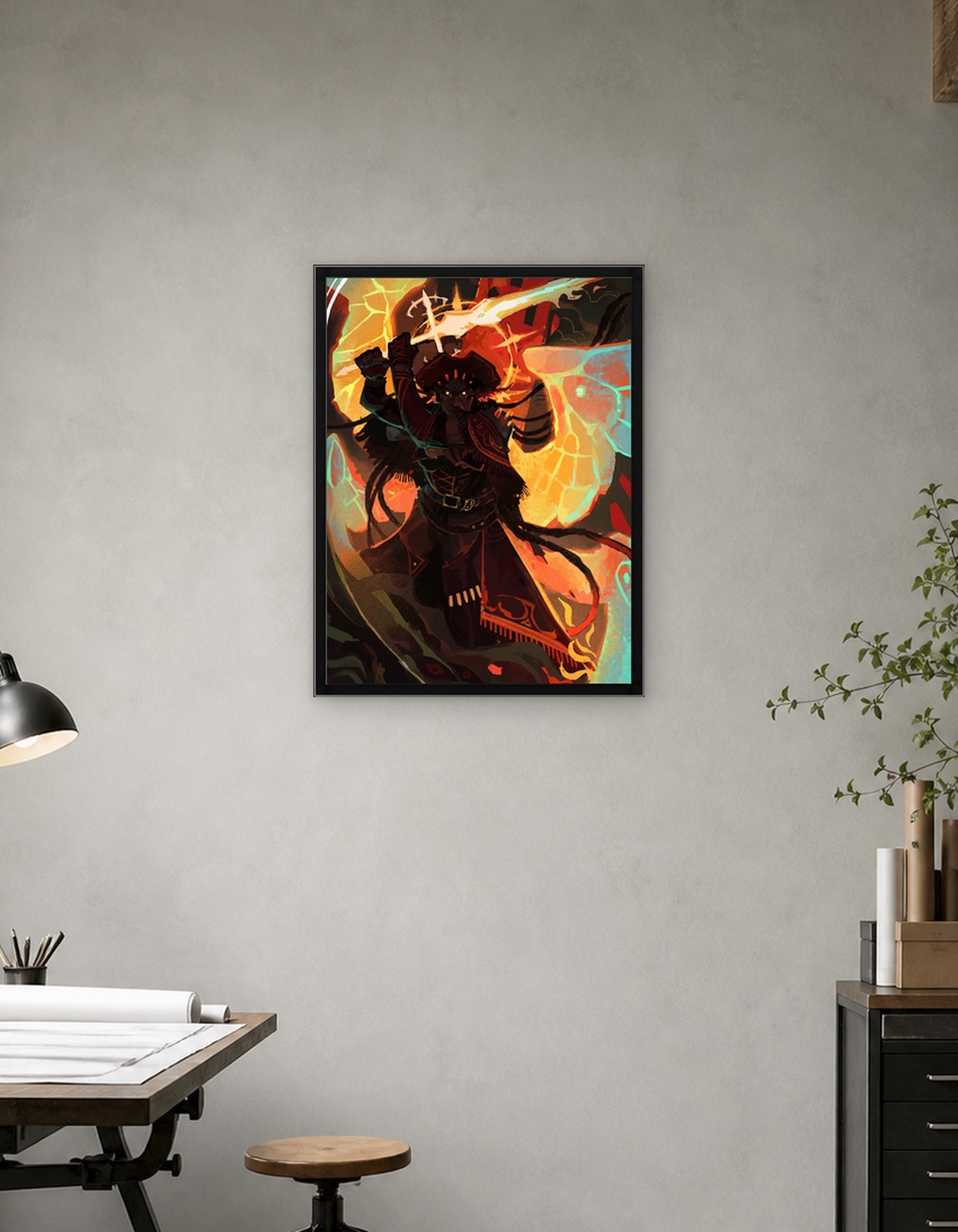 Warrior with Sword in Fantasy Setting