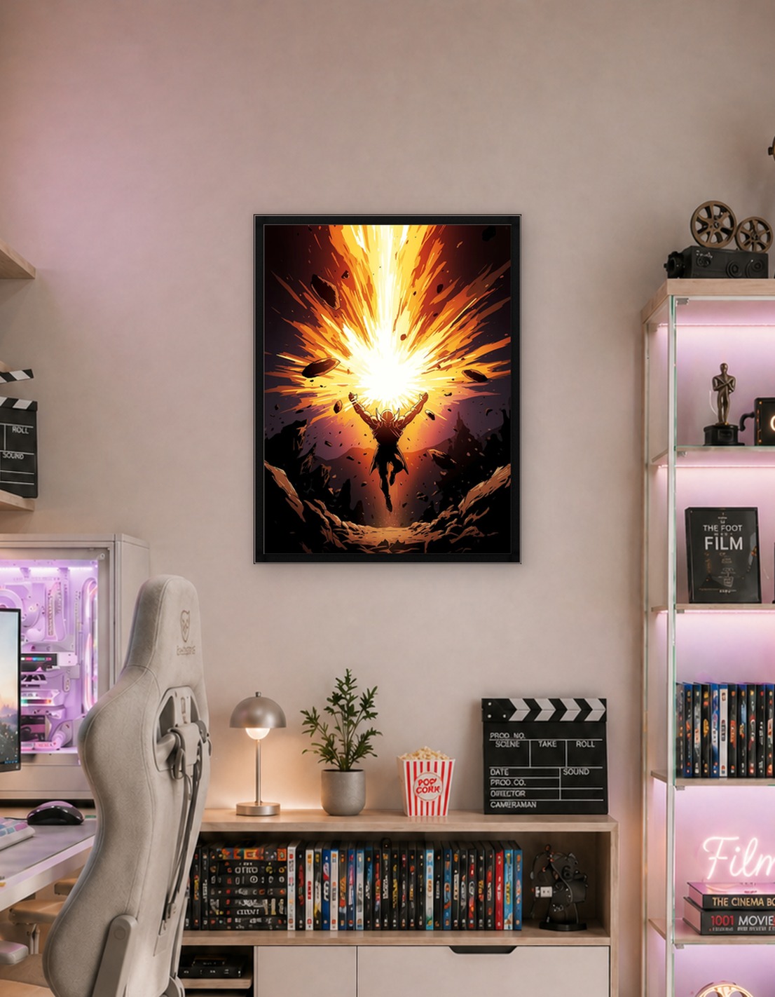 Warrior Ascending in Fiery Light