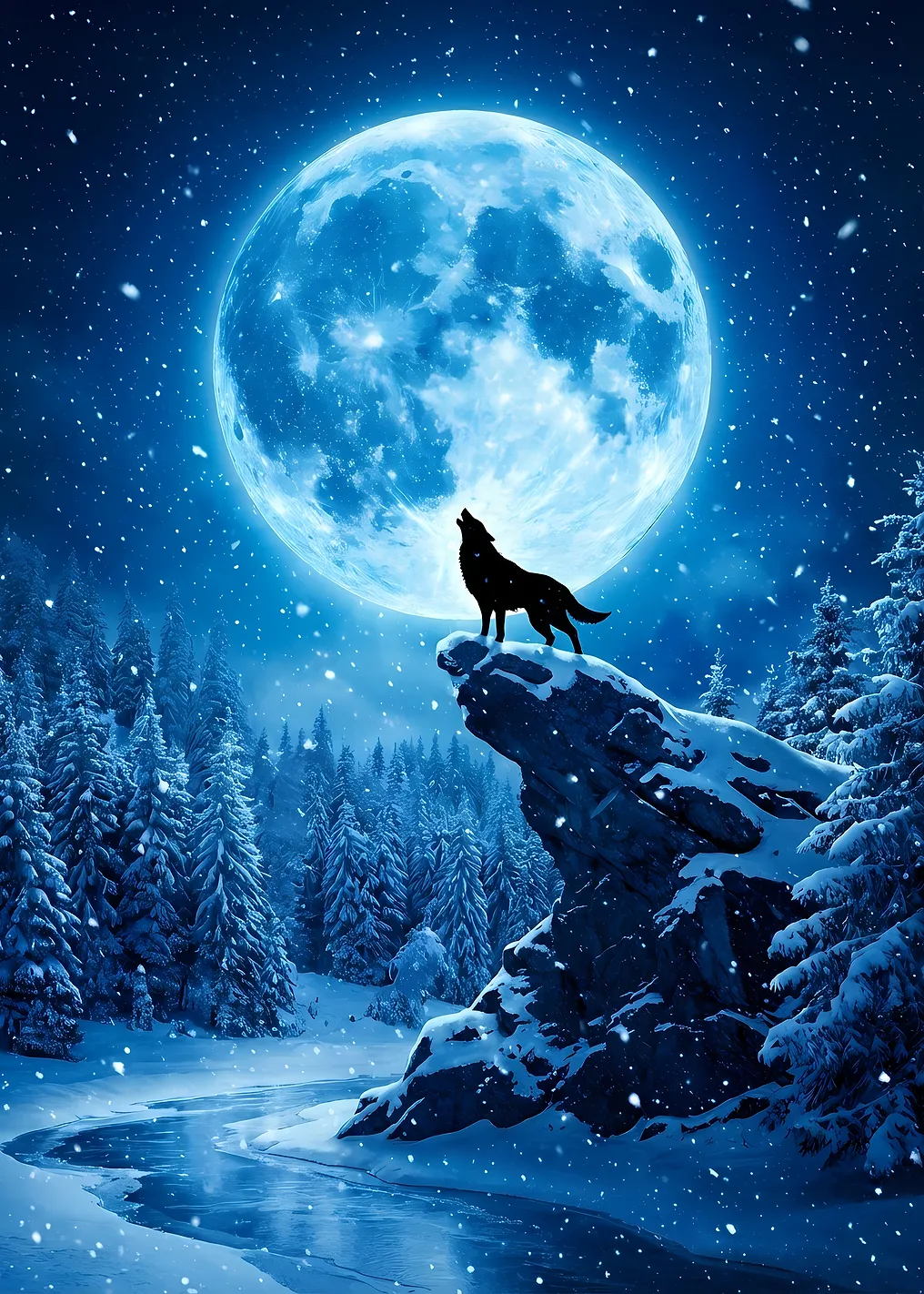 Wolf Howling at the Moon - 9358051