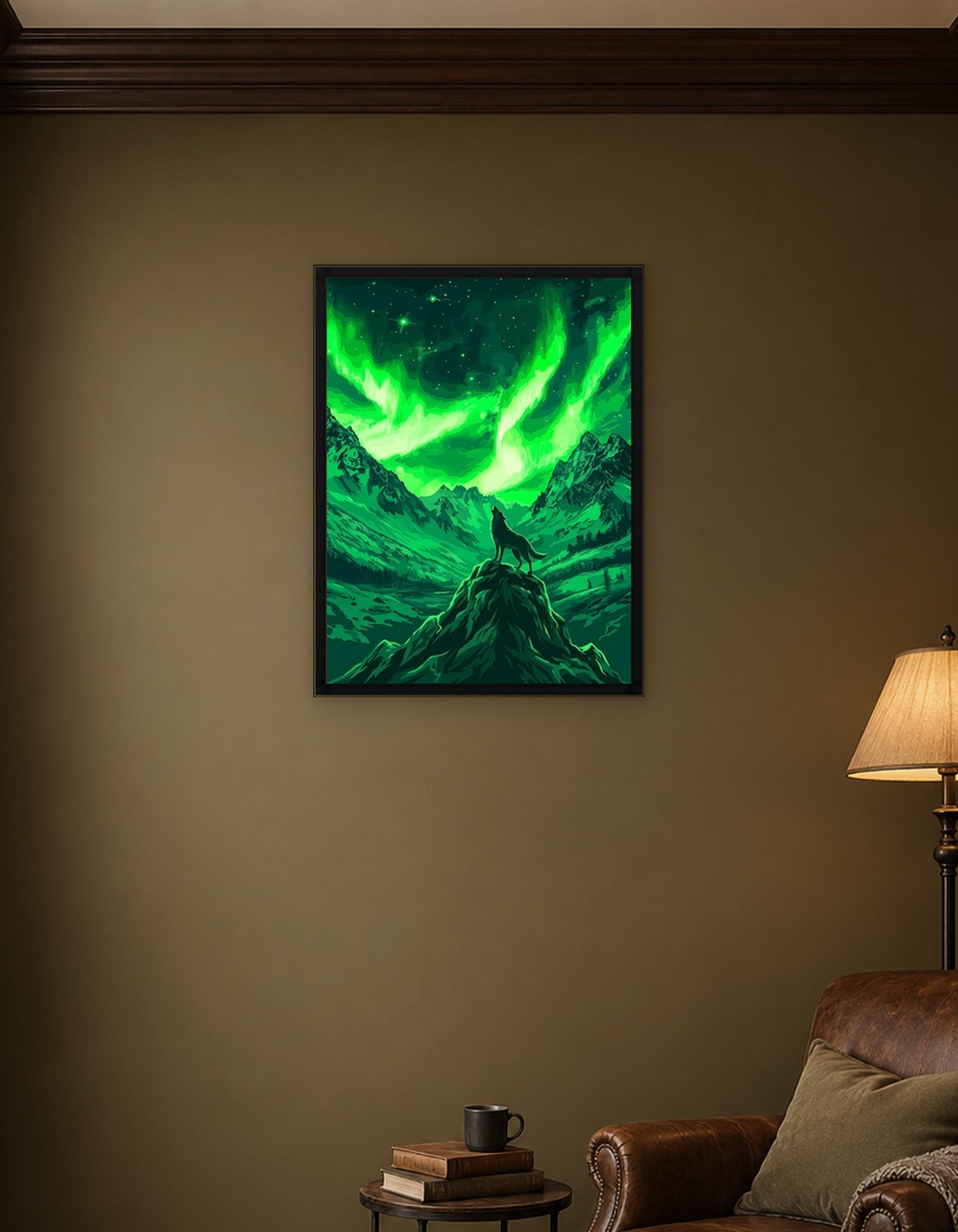 Wolf Howling Under Aurora Borealis - 9356091