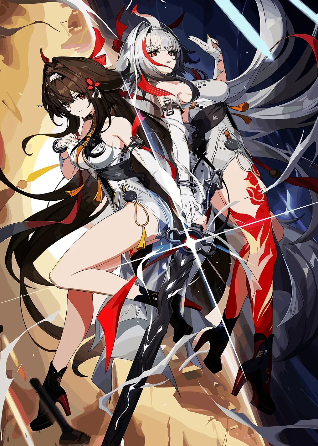 Two Anime Girls with Swords