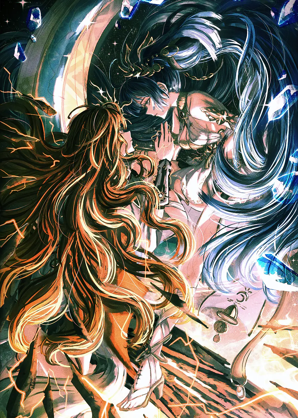 Two anime women facing each other