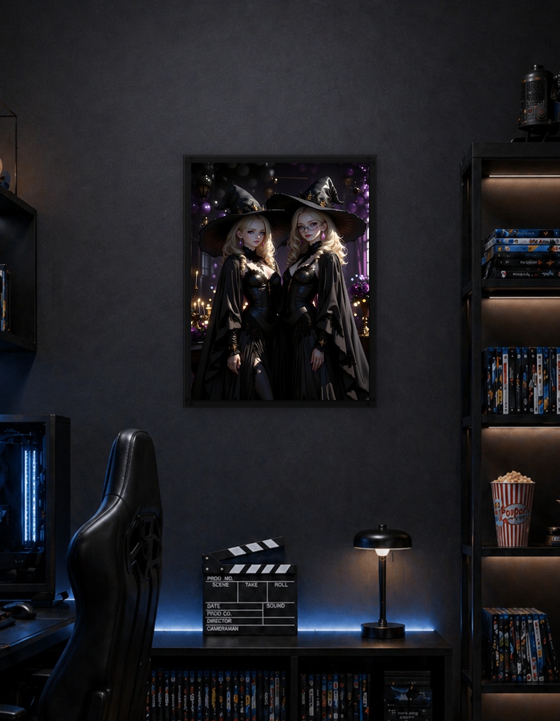 Two Witches in Black Dresses