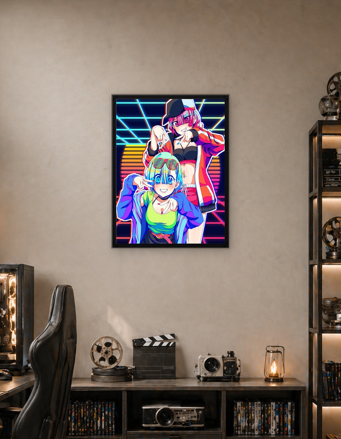 Two Anime Girls in Neon Style